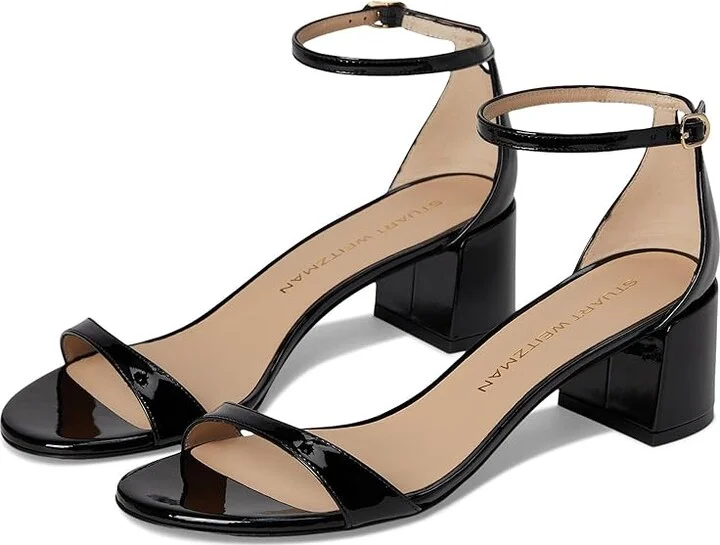 Stuart Weitzman Nudist Block 50 Women's Shoes Black : 5 M, Leather