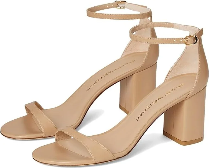 Stuart Weitzman Nudist Block 75 Women's Sandals Adobe 1 : 11.5 M, Leather