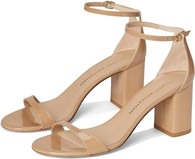 Stuart Weitzman Nudist Block 75 Women's Sandals Adobe : 5.5 M, Leather
