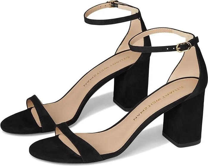 Stuart Weitzman Nudist Block 75 Women's Sandals Black : 6.5 M, Leather