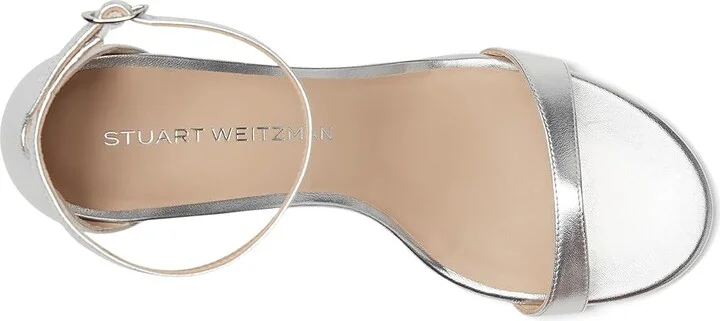 Stuart Weitzman Nudist Block 75 Women's Sandals Silver : 7.5 M, Leather - Image 2