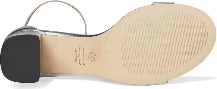 Stuart Weitzman Nudist Block 75 Women's Sandals Silver : 7.5 M, Leather - Image 3