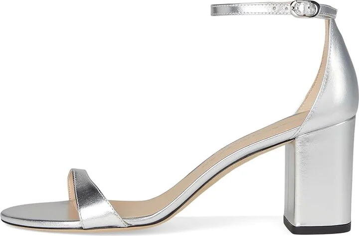 Stuart Weitzman Nudist Block 75 Women's Sandals Silver : 7.5 M, Leather - Image 6