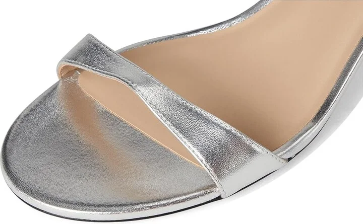Stuart Weitzman Nudist Block 75 Women's Sandals Silver : 7.5 M, Leather - Image 7