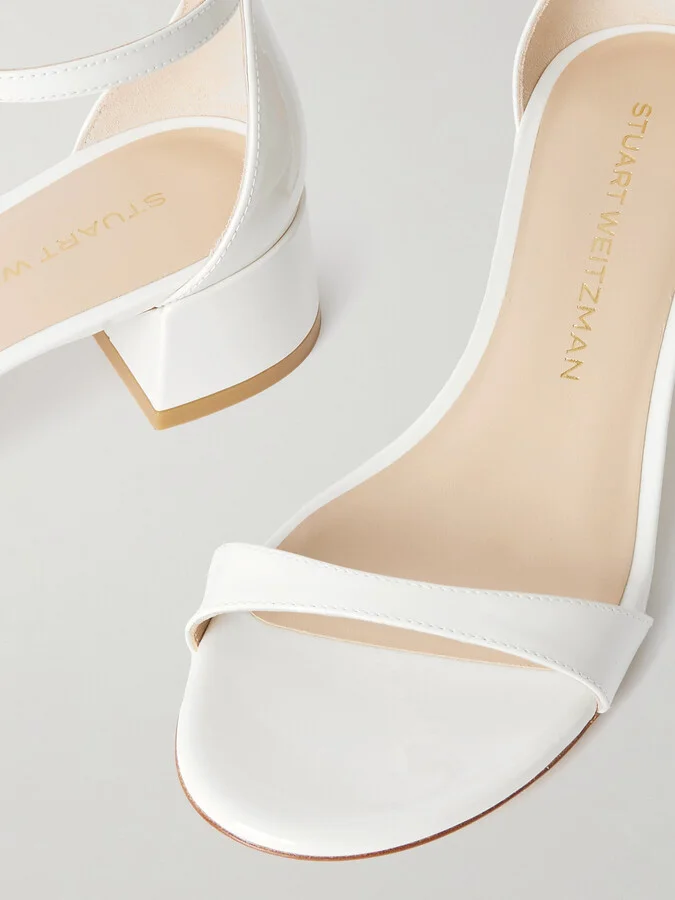 Stuart Weitzman - Nudist Block Patent-leather Sandals - Cream - Image 4