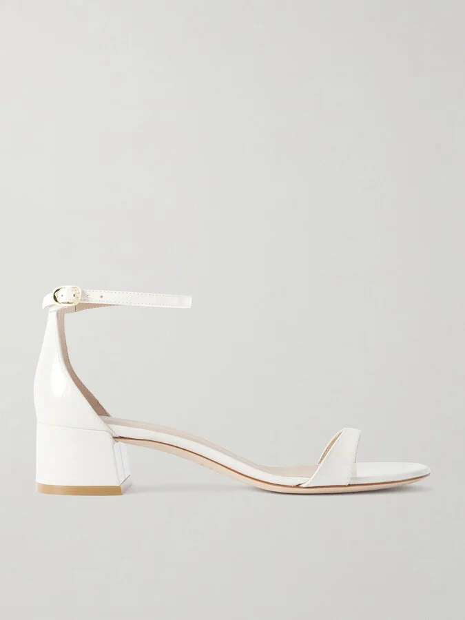 Stuart Weitzman - Nudist Block Patent-leather Sandals - Cream