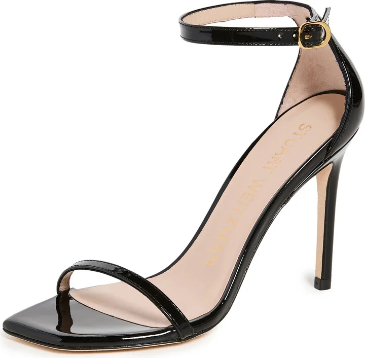 Stuart Weitzman Nudist Curve 100 Patent Sandals