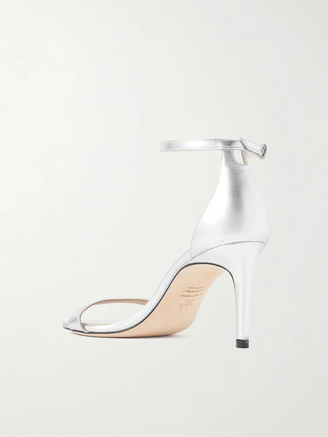 Stuart Weitzman - Nudist Ii Metallic Leather Sandals - Silver - Image 3