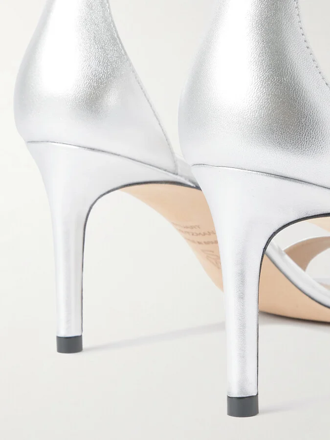 Stuart Weitzman - Nudist Ii Metallic Leather Sandals - Silver - Image 4