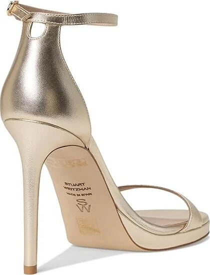 Stuart Weitzman Nudist Platform Women's Shoes Light Gold : 7.5 N, Leather - Image 4