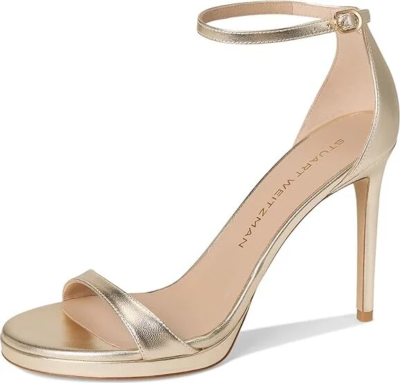 Stuart Weitzman Nudist Platform Women's Shoes Light Gold : 7.5 N, Leather - Image 5