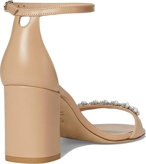 Stuart Weitzman Nudist Poppy Block 75 Women's Sandals Adobe/Clear/Natural : 6 M, Leather - Image 4