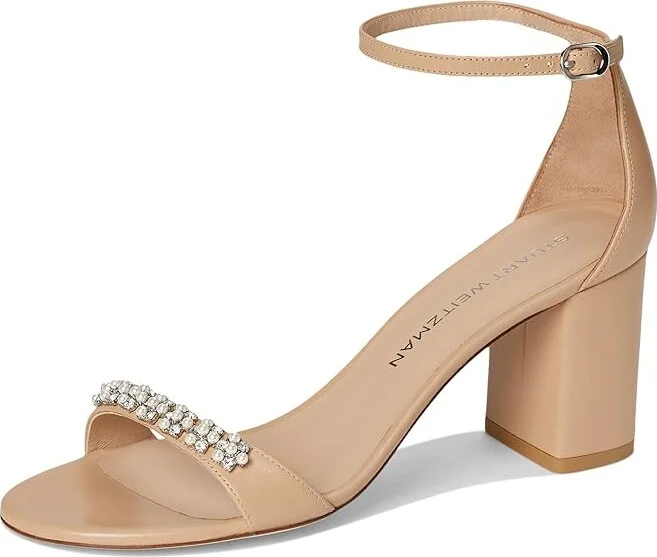 Stuart Weitzman Nudist Poppy Block 75 Women's Sandals Adobe/Clear/Natural : 6 M, Leather - Image 5