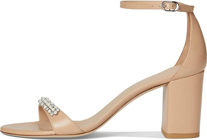 Stuart Weitzman Nudist Poppy Block 75 Women's Sandals Adobe/Clear/Natural : 6 M, Leather - Image 6