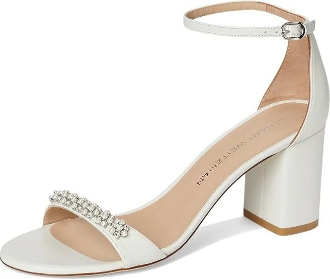 Stuart Weitzman Nudist Poppy Block 75 Women's Sandals Adobe/Clear/Natural : 6 M, Leather - Image 11