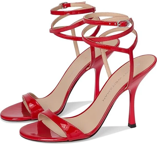 Stuart Weitzman Nudist Wrap 100 Women's Shoes Cherry : 10.5 M, Leather