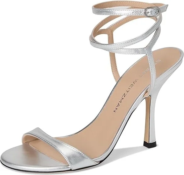 Stuart Weitzman Nudist Wrap 100 Women's Shoes Silver : 7.5 M, Leather - Image 5