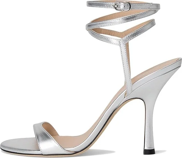Stuart Weitzman Nudist Wrap 100 Women's Shoes Silver : 7.5 M, Leather - Image 6