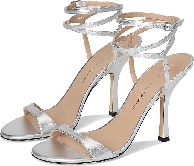 Stuart Weitzman Nudist Wrap 100 Women's Shoes Silver : 7.5 M, Leather