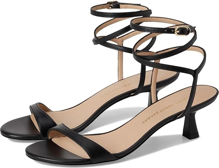 Stuart Weitzman Nudist Wrap 50 Women's Wedge Shoes Black : 5 M, Leather