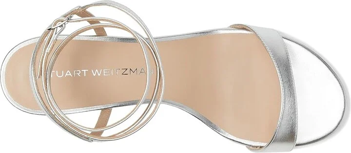 Stuart Weitzman Nudist Wrap 50 Women's Wedge Shoes Silver : 7.5 M, Leather - Image 2