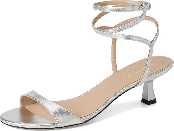 Stuart Weitzman Nudist Wrap 50 Women's Wedge Shoes Silver : 7.5 M, Leather - Image 5