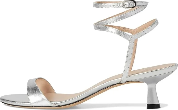 Stuart Weitzman Nudist Wrap 50 Women's Wedge Shoes Silver : 7.5 M, Leather - Image 6