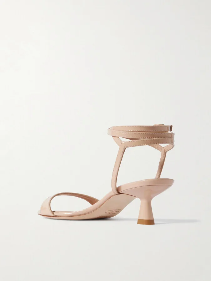 Stuart Weitzman - Nudist Wrap Patent-leather Sandals - Neutrals - Image 3