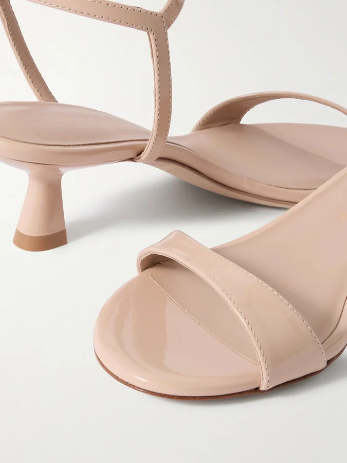 Stuart Weitzman - Nudist Wrap Patent-leather Sandals - Neutrals - Image 4