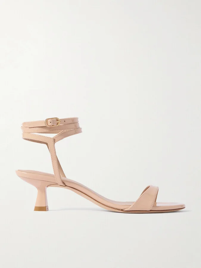 Stuart Weitzman - Nudist Wrap Patent-leather Sandals - Neutrals