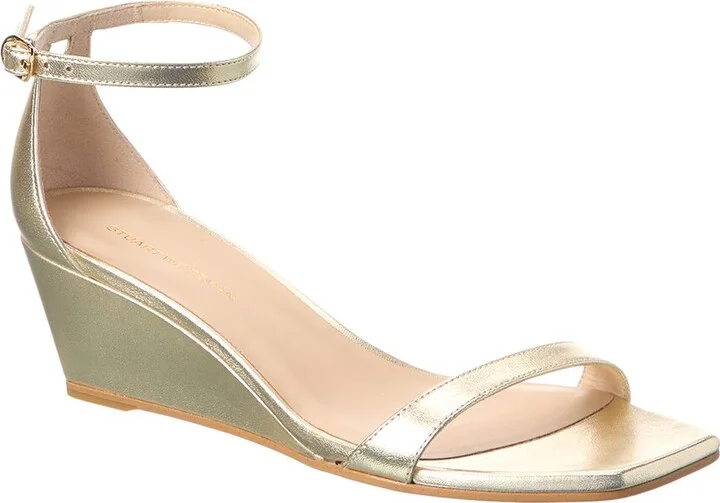 Stuart Weitzman Nudistcurve 50 Leather Wedge Sandal