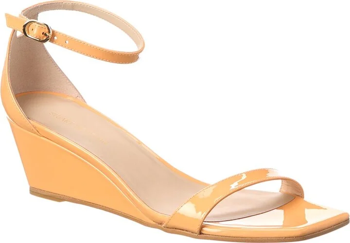 Stuart Weitzman Nudistcurve 50 Patent Wedge Sandal