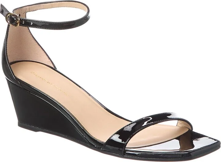 Stuart Weitzman Nudistcurve 50 Patent Wedge Sandal