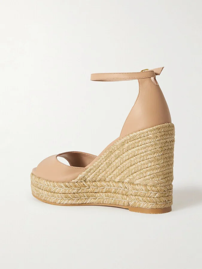 Stuart Weitzman - Nudistcurve Leather Espadrille Wedge Sandals - Neutrals - Image 3