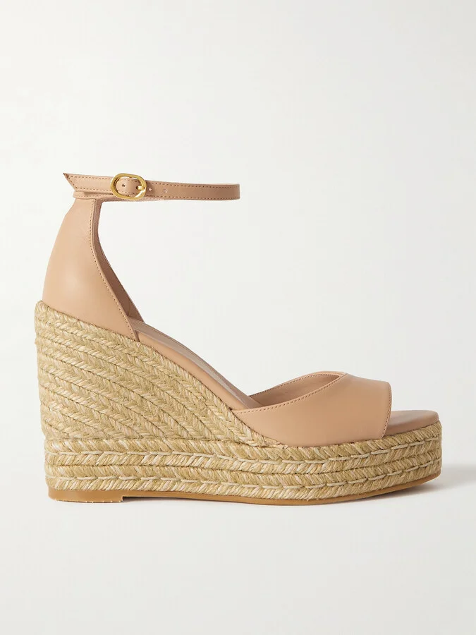 Stuart Weitzman - Nudistcurve Leather Espadrille Wedge Sandals - Neutrals
