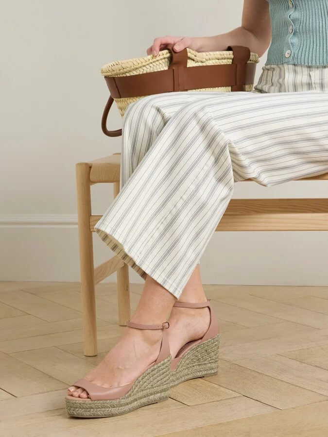 Stuart Weitzman - Nudistia Leather Espadrille Wedge Sandals - Neutrals - Image 2