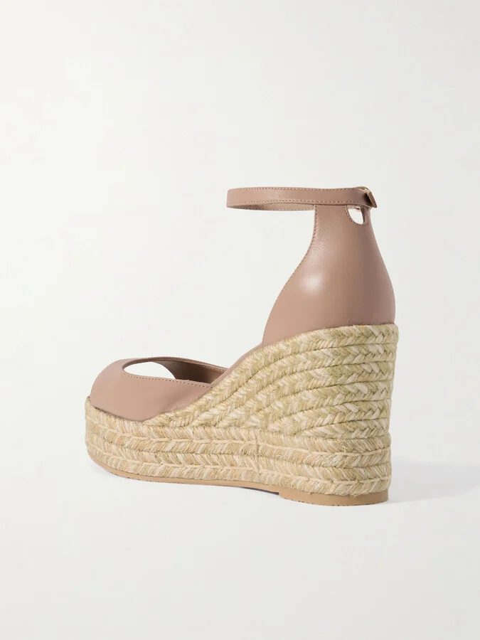 Stuart Weitzman - Nudistia Leather Espadrille Wedge Sandals - Neutrals - Image 3