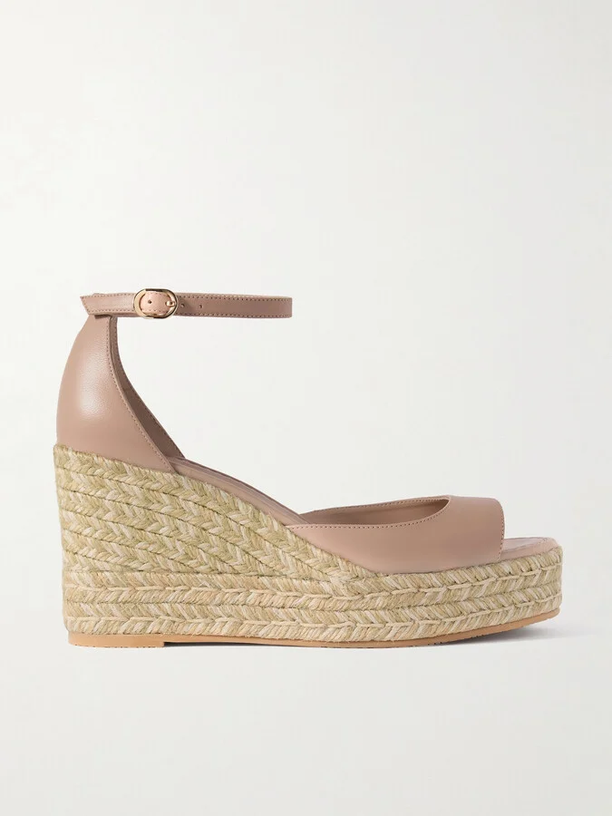 Stuart Weitzman - Nudistia Leather Espadrille Wedge Sandals - Neutrals