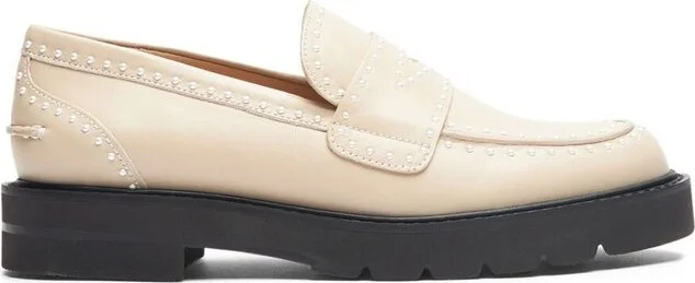 Stuart Weitzman Parker Lift Mini Pearl-Embellished Loafers