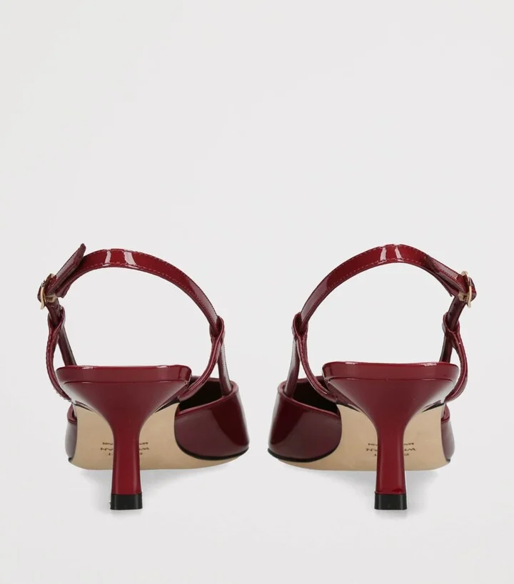 Stuart Weitzman Patent Leather Vinnie Slingback Pumps 50 - Image 2