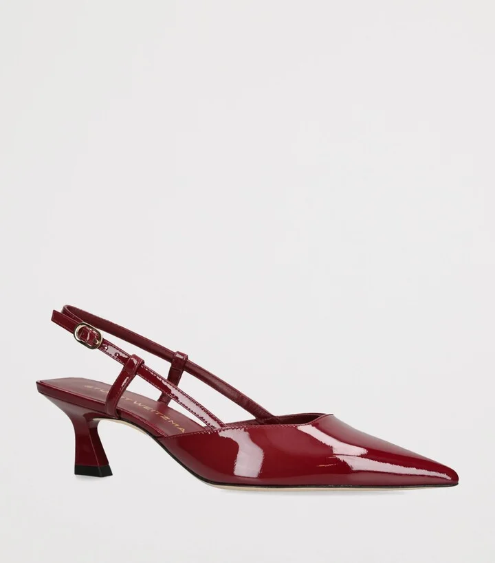 Stuart Weitzman Patent Leather Vinnie Slingback Pumps 50 - Image 3