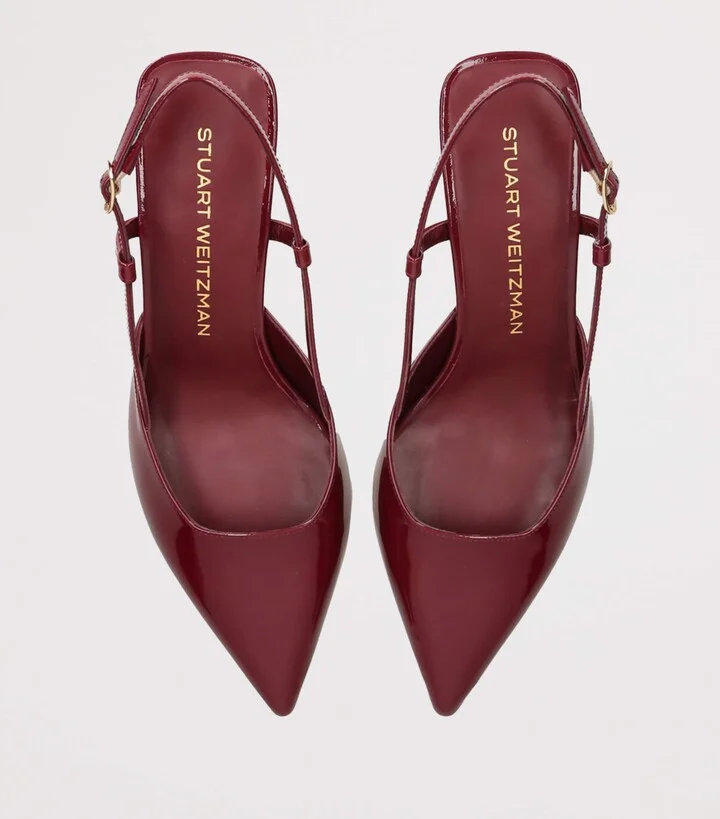 Stuart Weitzman Patent Leather Vinnie Slingback Pumps 50 - Image 4