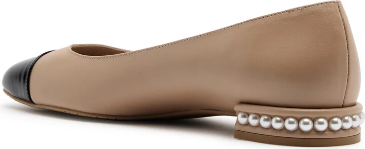Stuart Weitzman Pearl-embellished Leather Ballet Flats - Image 2