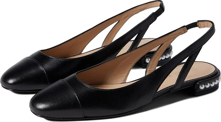 Stuart Weitzman Pearl Slingback Women's Shoes Black : 6 B, Leather