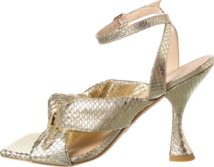 Stuart Weitzman Playa Ankle Strap Snake-Embossed Leather Sandal - Image 2
