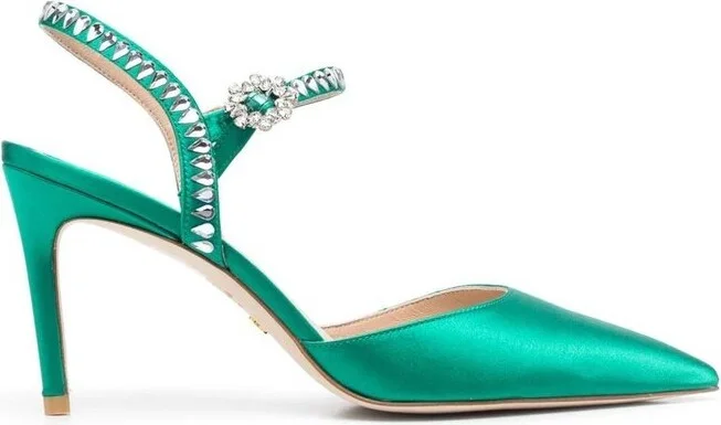 Stuart Weitzman Pointed-Toe Ankle Strapped Pumps