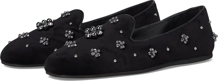 Stuart Weitzman Poppy Loafers Women's Flat Shoes Black/Graphite/Blac : 11 M, Cotton/Leather/Rubber