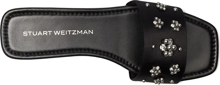 Stuart Weitzman POPPY SLIDE Women's Sandals Black/Silver Shade/Gray : 5 M, Leather - Image 2