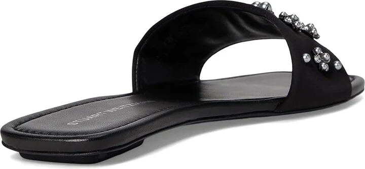 Stuart Weitzman POPPY SLIDE Women's Sandals Black/Silver Shade/Gray : 5 M, Leather - Image 4