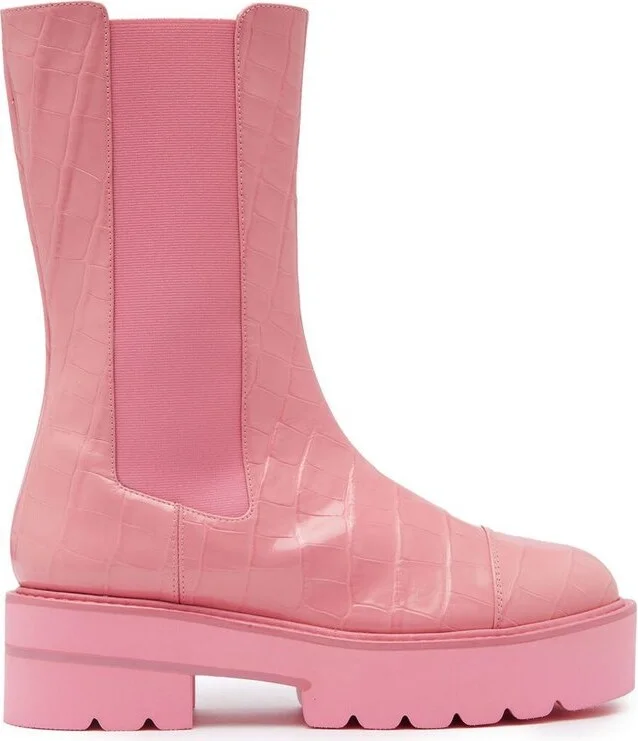 Stuart Weitzman Presley Ultralift Embossed Chelsea Boots